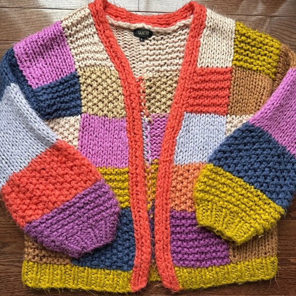 SAACHI Colorblock Multicolored Cardigan Sweater - Picture 2 of 7